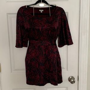 SEMANTIKS Red & Black 100% Silk Dress Size PM #90